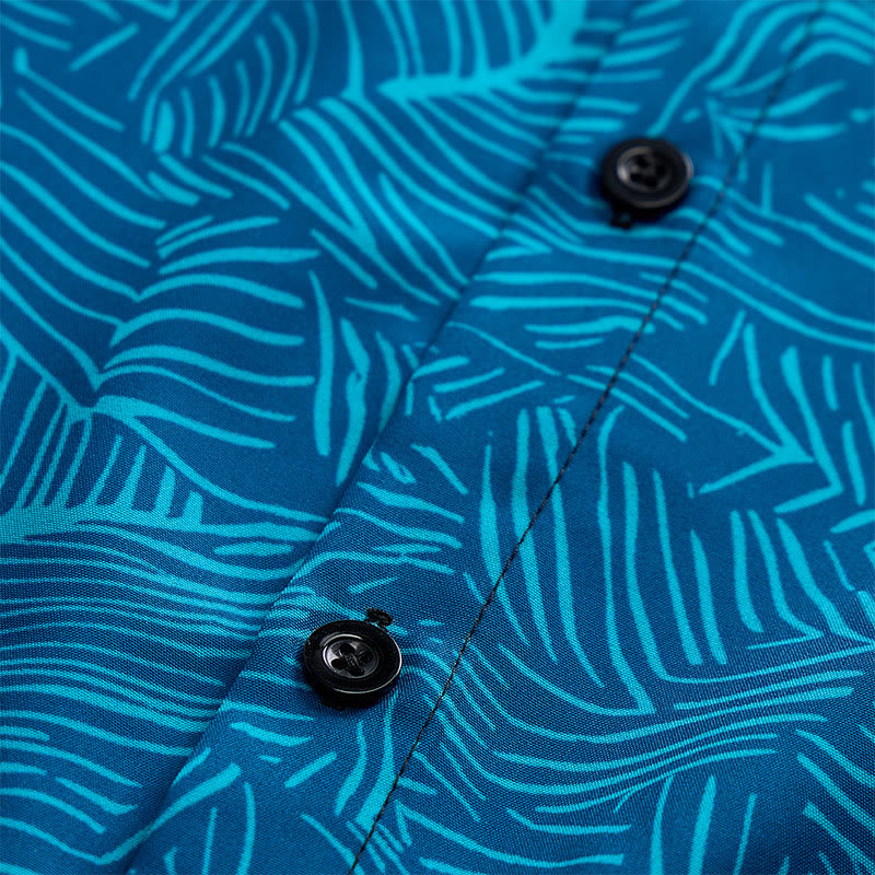 Chemise à manches courtes pour homme, imprimé abstrait turquoise, idéale pour les vacances d'été. - image 5