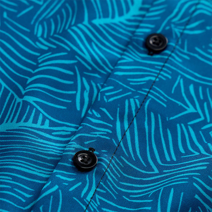 Chemise à manches courtes pour homme, imprimé abstrait turquoise, idéale pour les vacances d'été. - image 5