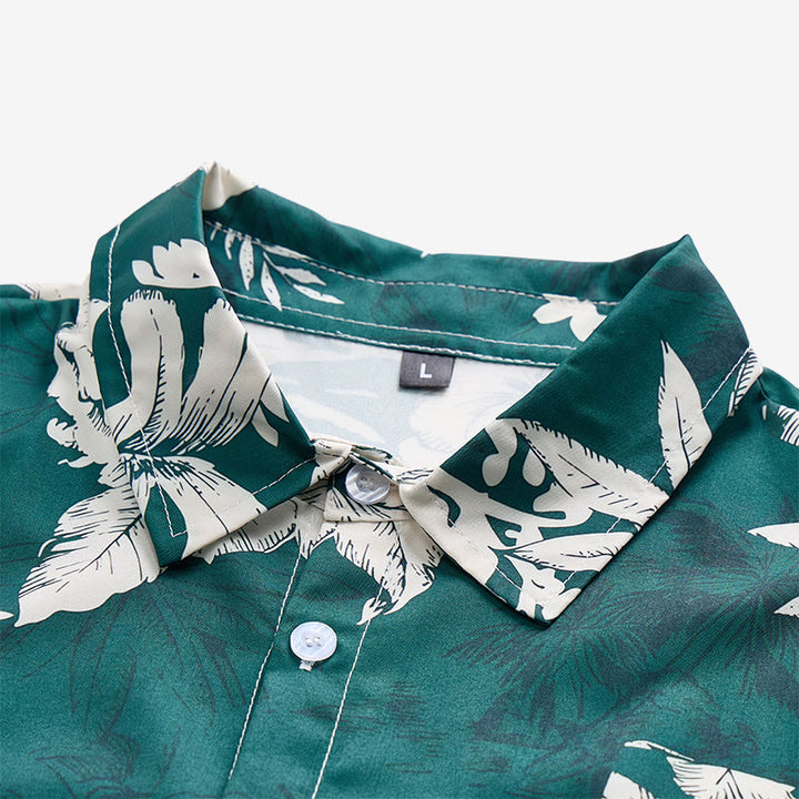 Chemise à manches courtes boutonnée à imprimé floral hawaïen pour homme - image 4