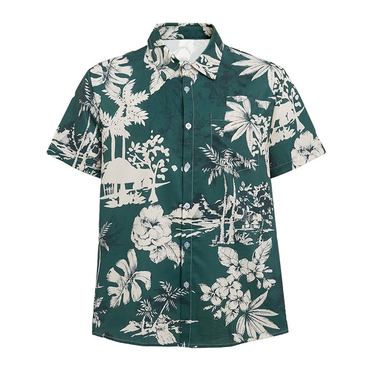 Chemise à manches courtes boutonnée à imprimé floral hawaïen pour homme - image 9