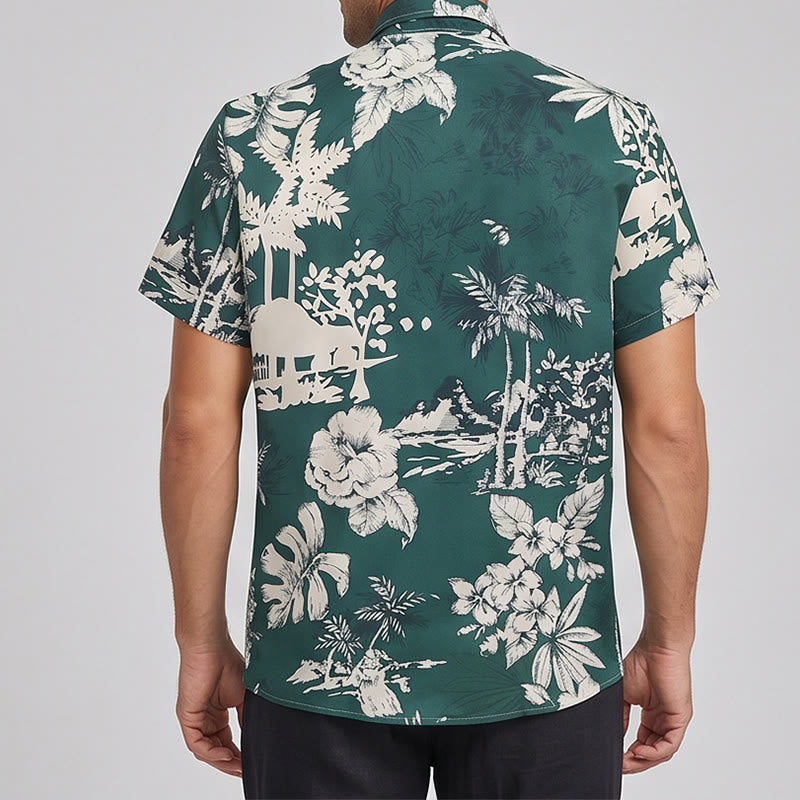 Chemise à manches courtes boutonnée à imprimé floral hawaïen pour homme - image 3