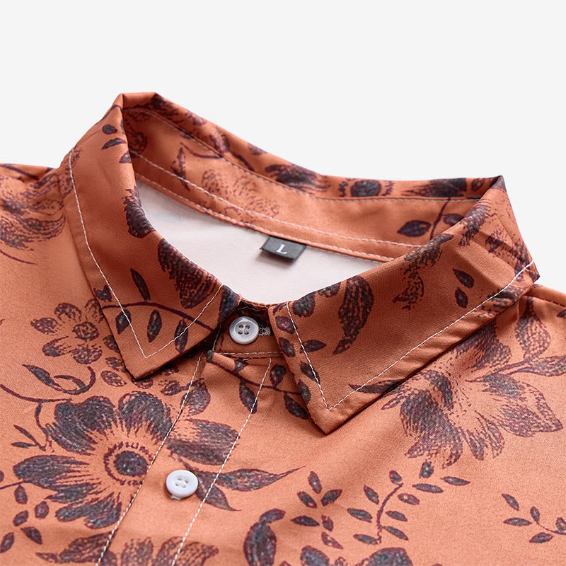 Chemise décontractée à manches courtes pour homme, imprimé floral, idéale pour les fêtes - image 8