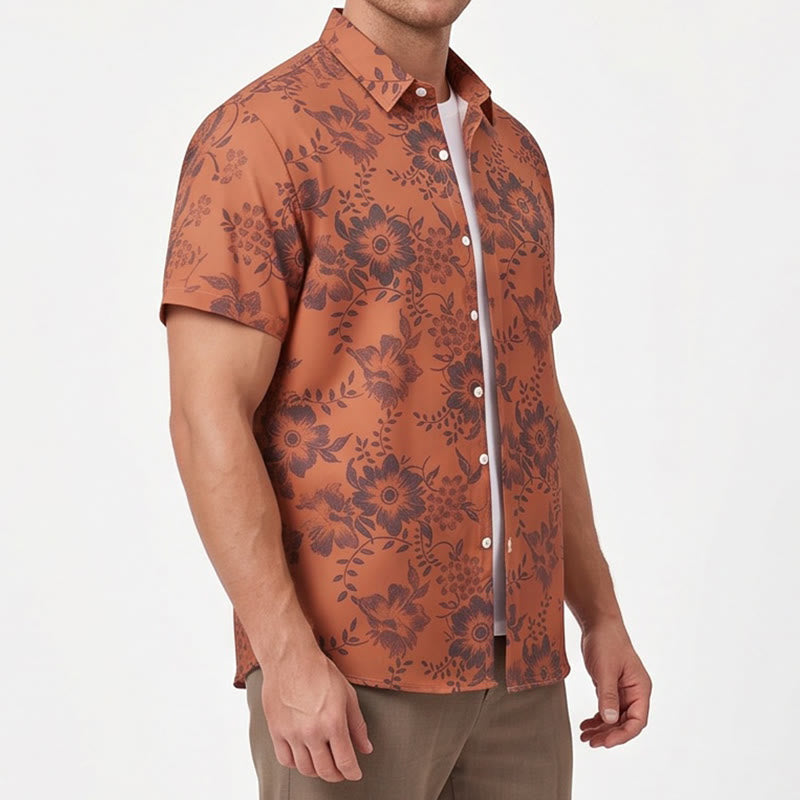 Chemise décontractée à manches courtes pour homme, imprimé floral, idéale pour les fêtes - image 2
