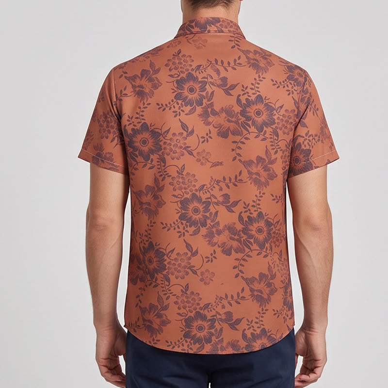 Chemise décontractée à manches courtes pour homme, imprimé floral, idéale pour les fêtes - image 3