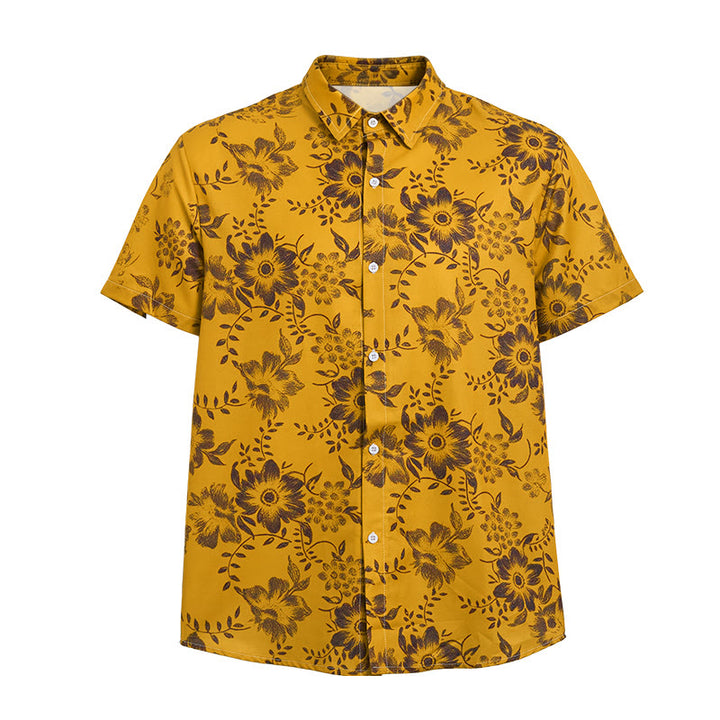 Chemise décontractée à manches courtes pour homme, imprimé floral, idéale pour les fêtes - image 16