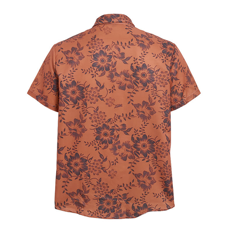 Chemise décontractée à manches courtes pour homme, imprimé floral, idéale pour les fêtes - image 14