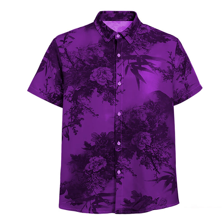 Chemise de vacances à manches courtes pour homme, imprimé floral foncé - image 12