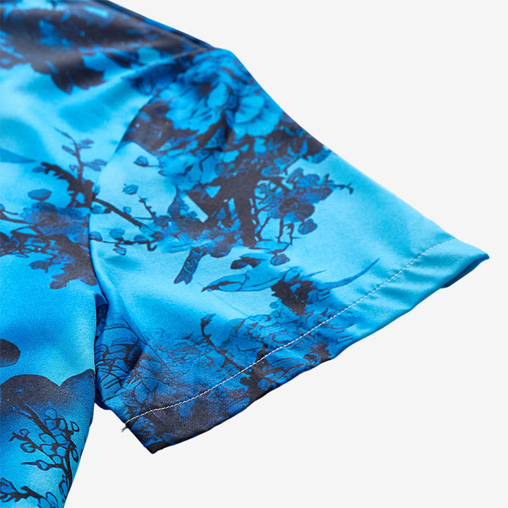 Chemise de vacances à manches courtes pour homme, imprimé floral foncé - image 8