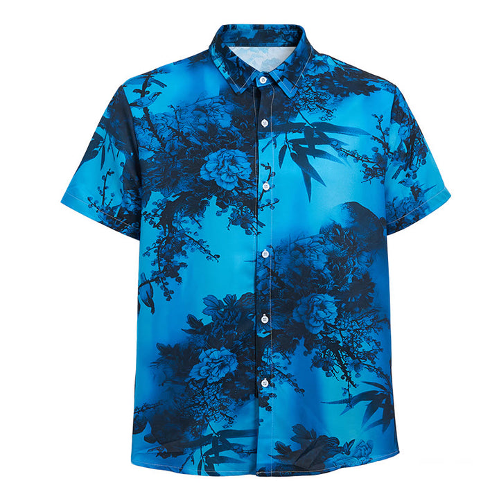 Chemise de vacances à manches courtes pour homme, imprimé floral foncé - image 10