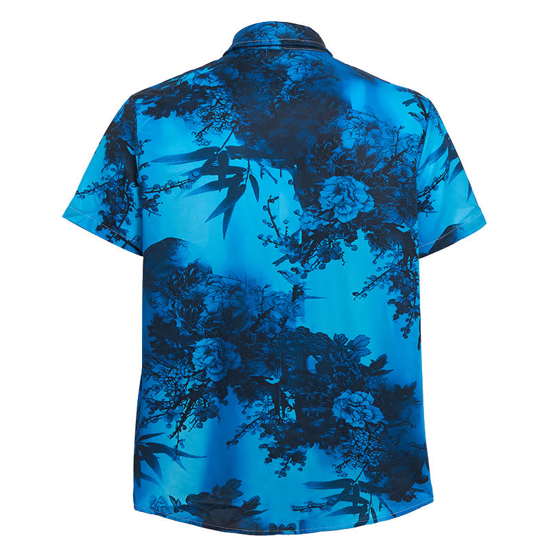 Chemise de vacances à manches courtes pour homme, imprimé floral foncé - image 11