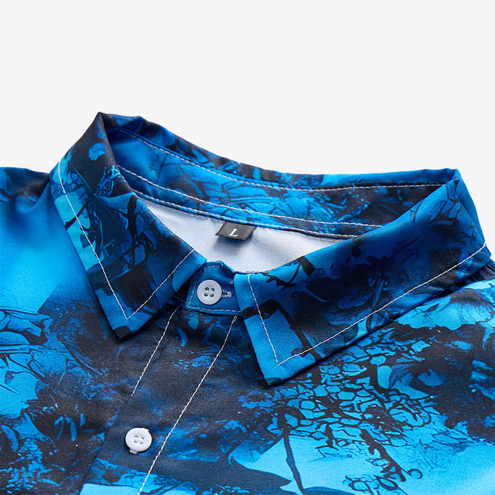 Chemise de vacances à manches courtes pour homme, imprimé floral foncé - image 6