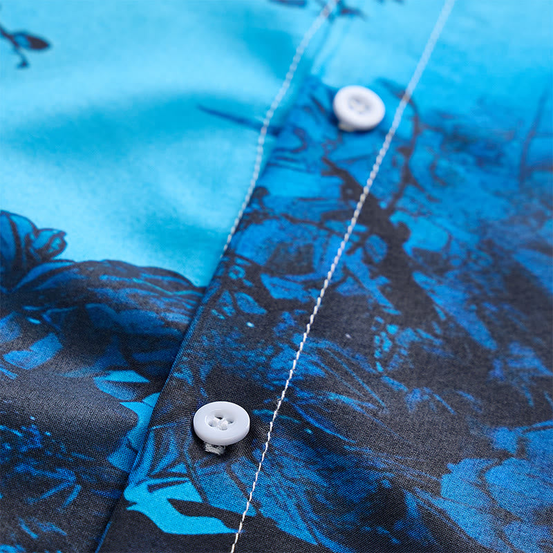 Chemise de vacances à manches courtes pour homme, imprimé floral foncé - image 7