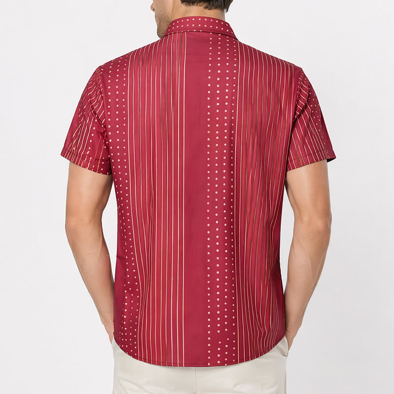 Chemise à manches courtes à rayures et à pois d'inspiration ethnique - image 3