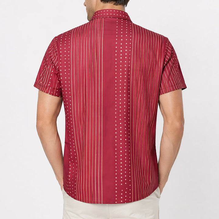 Chemise à manches courtes à rayures et à pois d'inspiration ethnique - image 3