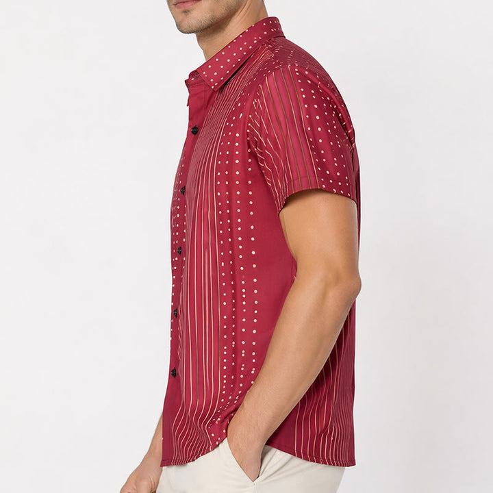 Chemise à manches courtes à rayures et à pois d'inspiration ethnique - image 2
