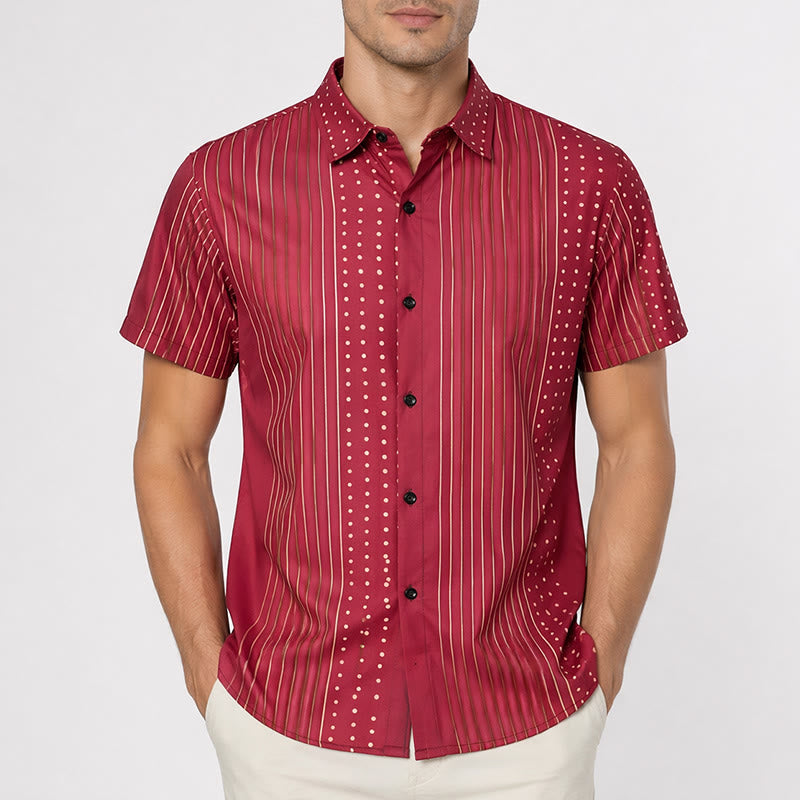Chemise à manches courtes à rayures et à pois d'inspiration ethnique - image 1