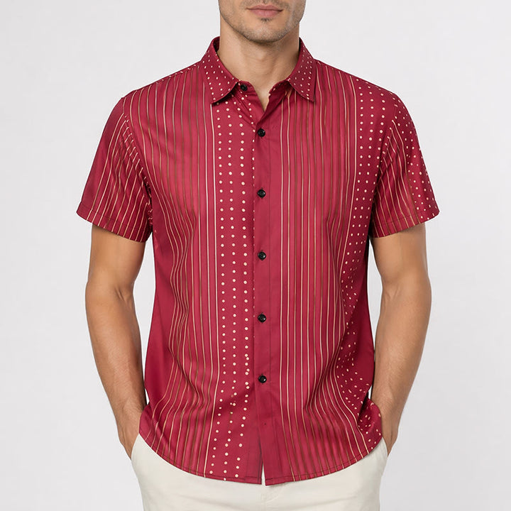 Chemise à manches courtes à rayures et à pois d'inspiration ethnique - image 1