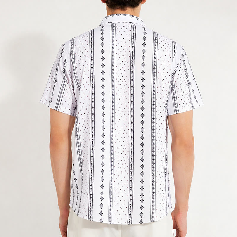 Chemise blanche à manches courtes à motif ethnique d'inspiration bohème - image 1