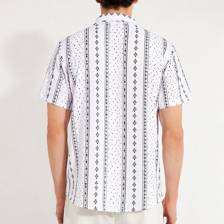 Chemise blanche à manches courtes à motif ethnique d'inspiration bohème - image 1