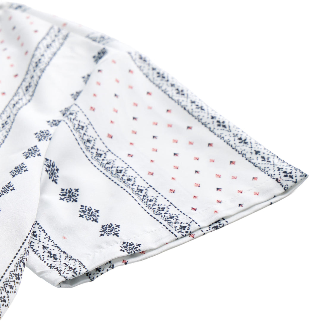 Chemise blanche à manches courtes à motif ethnique d'inspiration bohème - image 6