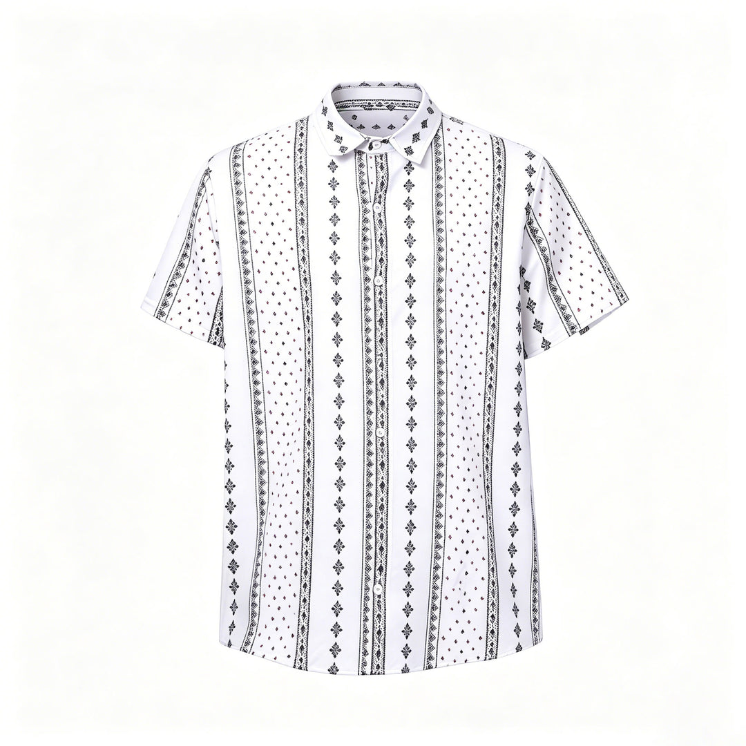 Chemise blanche à manches courtes à motif ethnique d'inspiration bohème - image 8