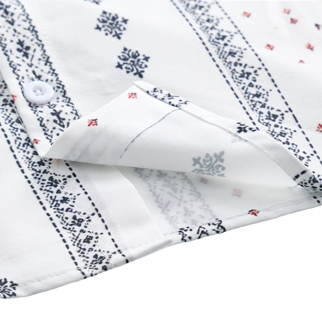 Chemise blanche à manches courtes à motif ethnique d'inspiration bohème - image 7