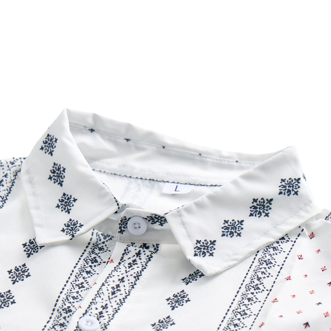Chemise blanche à manches courtes à motif ethnique d'inspiration bohème - image 4