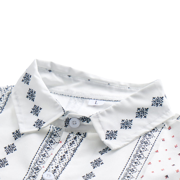 Chemise blanche à manches courtes à motif ethnique d'inspiration bohème - image 4