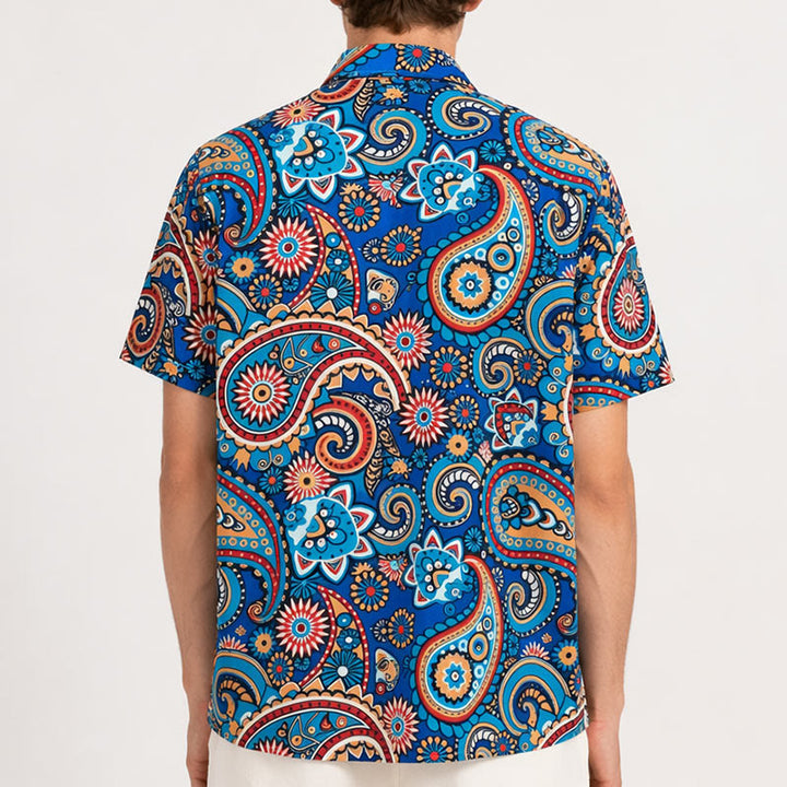 Chemise de vacances bohème turquoise à motif cachemire intégral - image 3