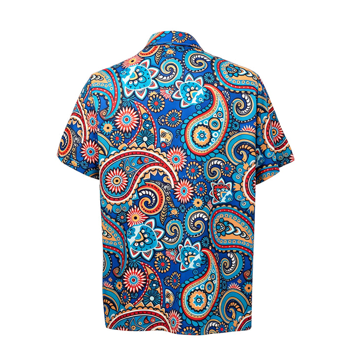 Chemise de vacances bohème turquoise à motif cachemire intégral - image 9