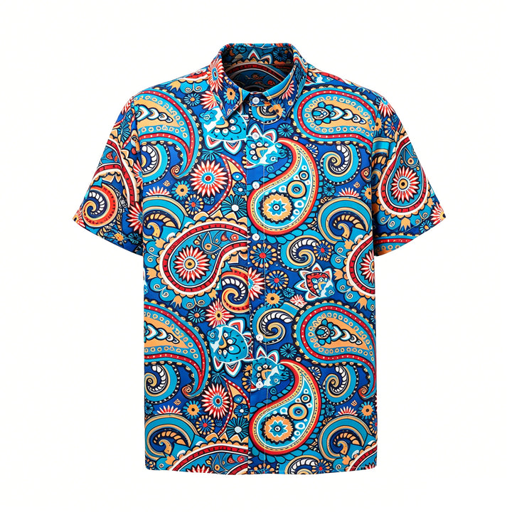 Chemise de vacances bohème turquoise à motif cachemire intégral - image 8