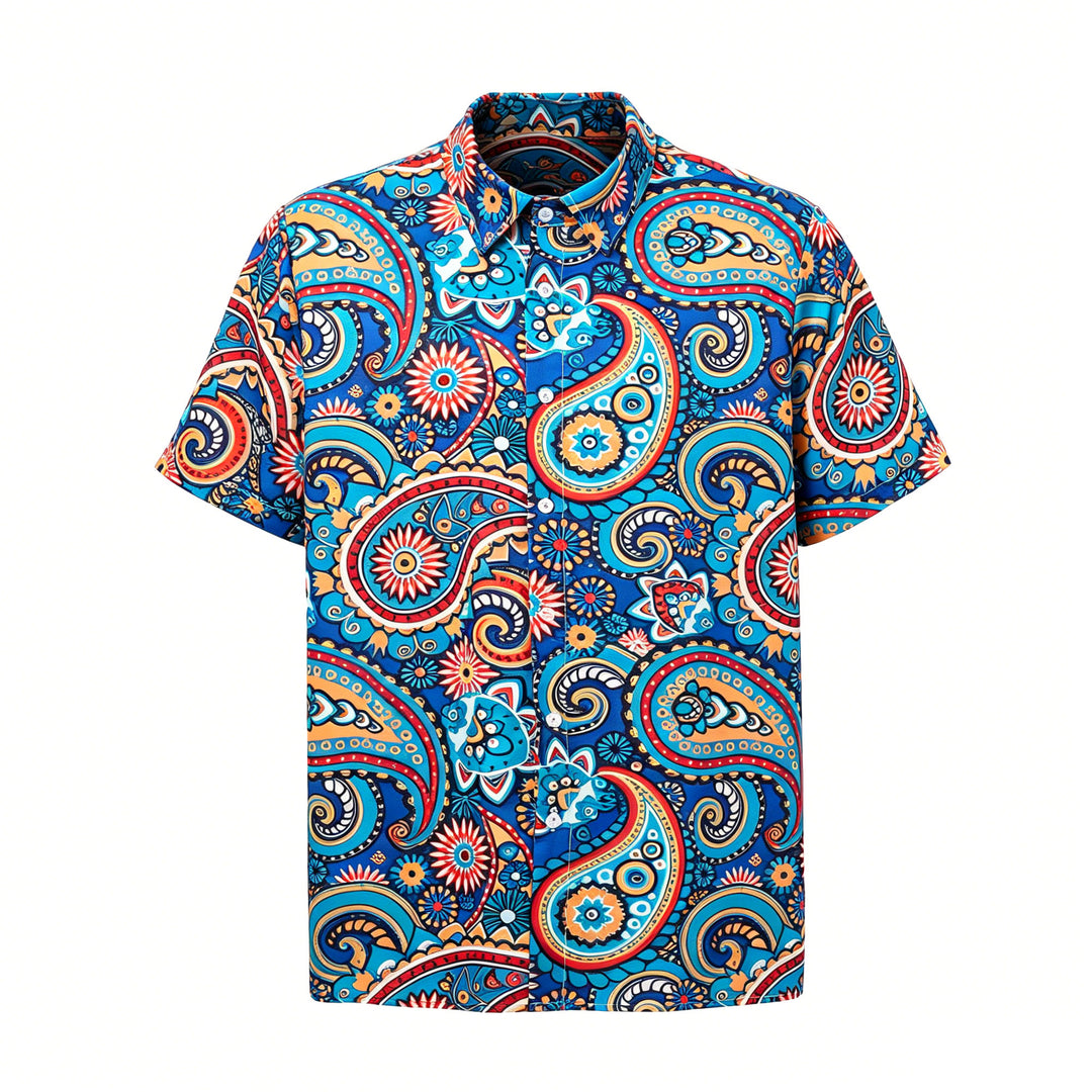 Chemise de vacances bohème turquoise à motif cachemire intégral - image 8