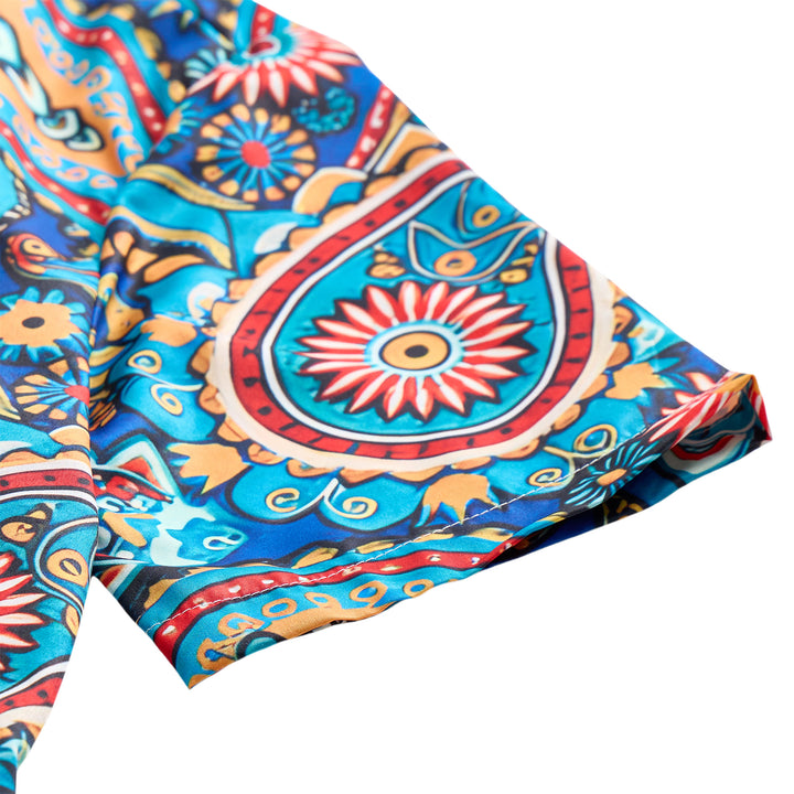 Chemise de vacances bohème turquoise à motif cachemire intégral - image 7