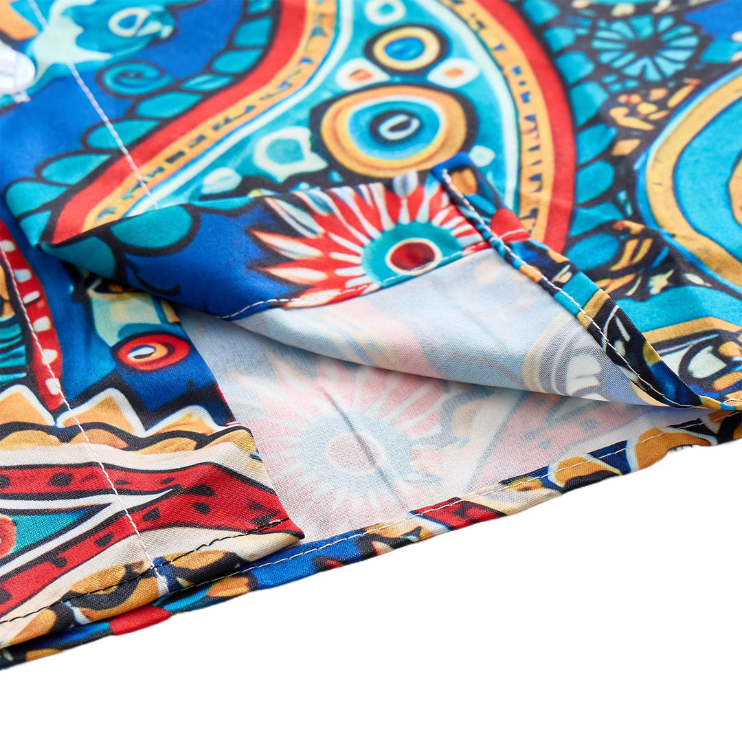 Chemise de vacances bohème turquoise à motif cachemire intégral - image 6