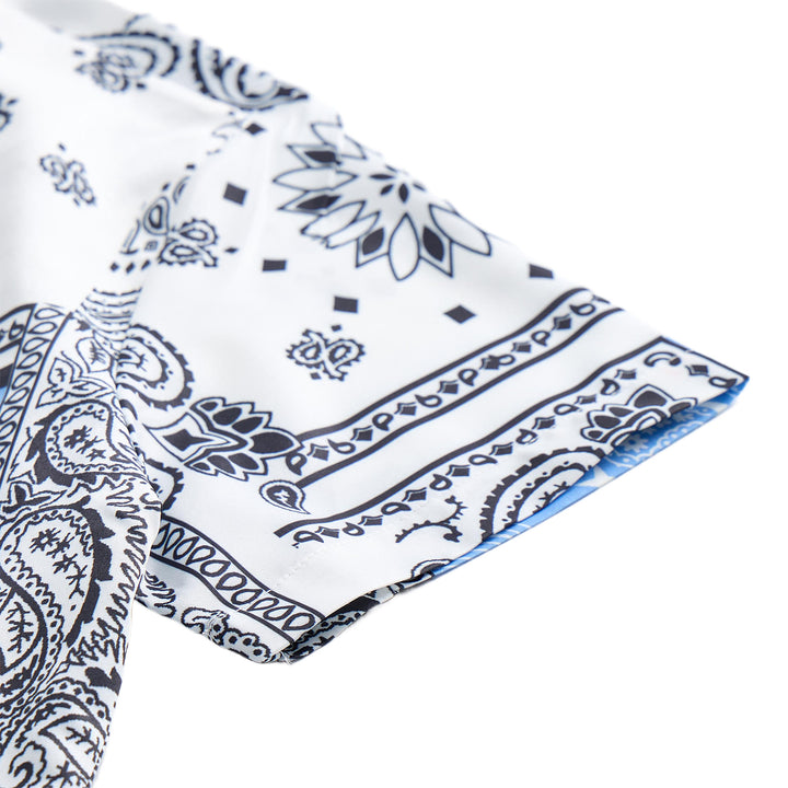 Chemise à imprimé cachemire patchwork bandana bleu et blanc - image 7