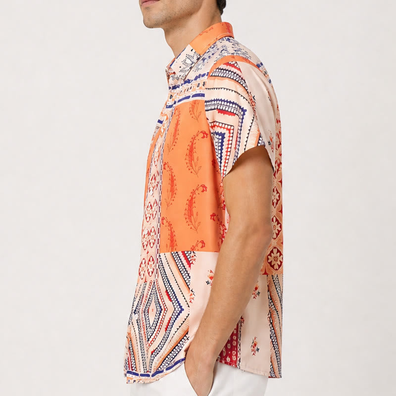 Chemise d'été à imprimé floral et géométrique dans des tons naturels - image 2