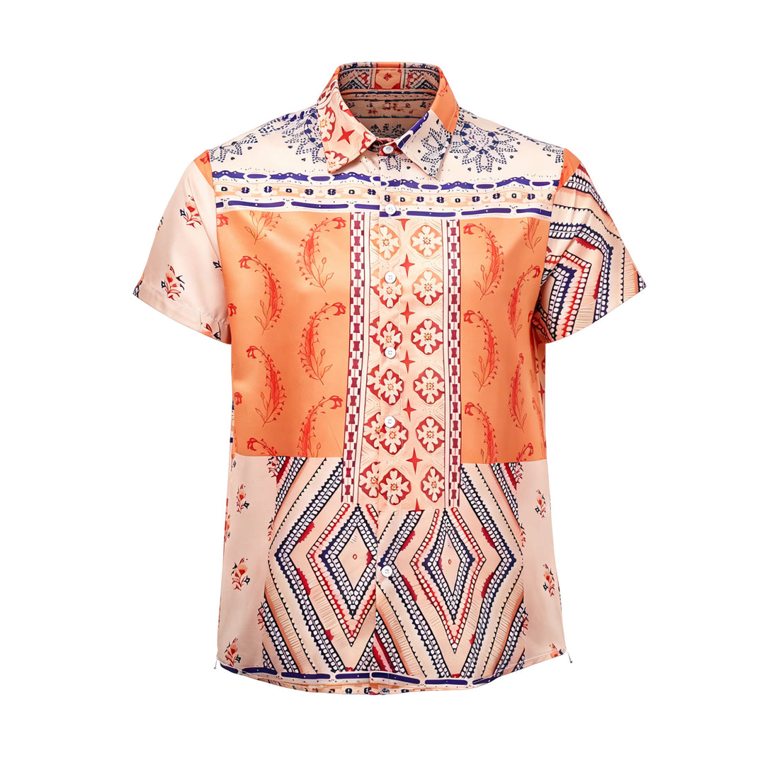 Chemise d'été à imprimé floral et géométrique dans des tons naturels - image 8