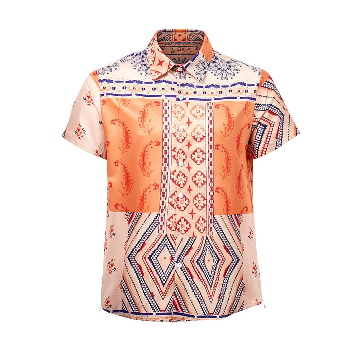 Chemise d'été à imprimé floral et géométrique dans des tons naturels - image 8