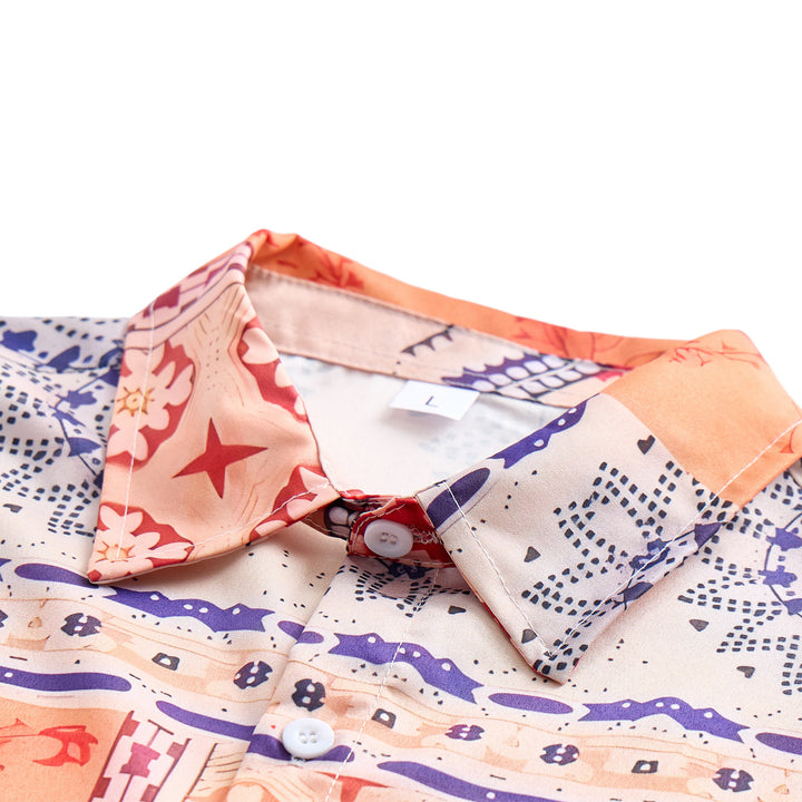 Chemise d'été à imprimé floral et géométrique dans des tons naturels - image 4