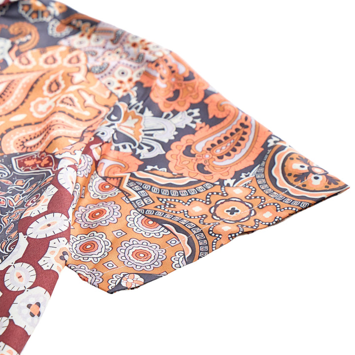 Chemise décontractée à imprimé cachemire patchwork marron foncé - image 8
