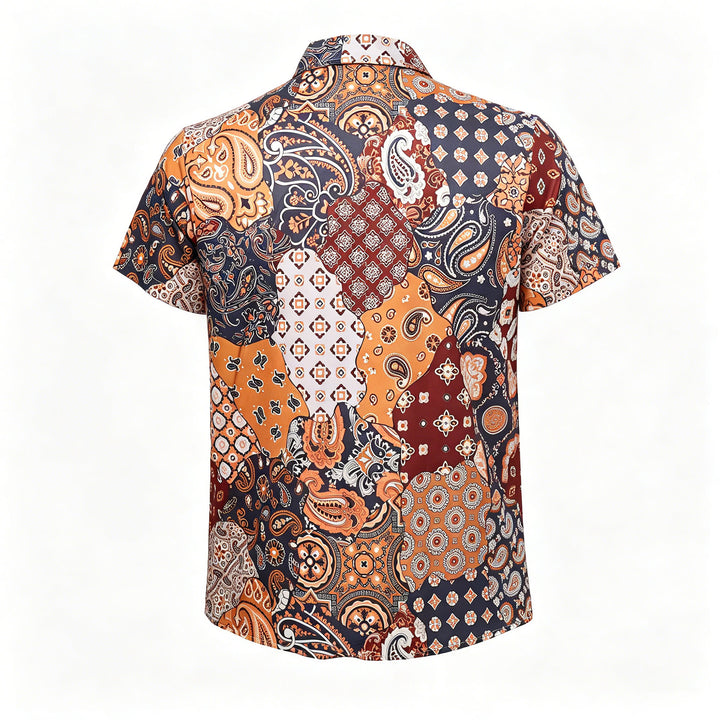 Chemise décontractée à imprimé cachemire patchwork marron foncé - image 10