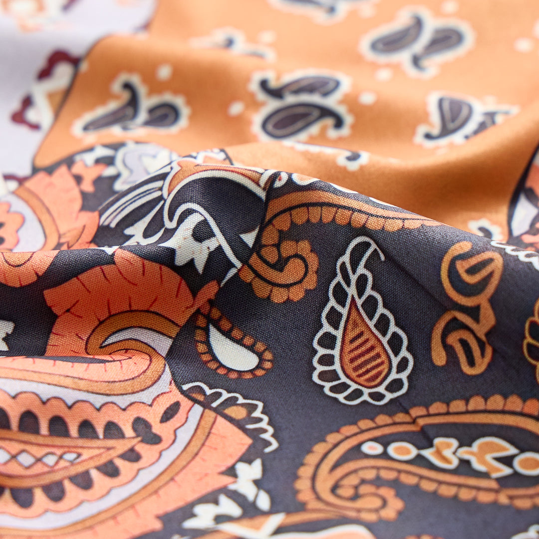 Chemise décontractée à imprimé cachemire patchwork marron foncé - image 6