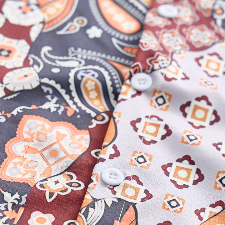 Chemise décontractée à imprimé cachemire patchwork marron foncé - image 5