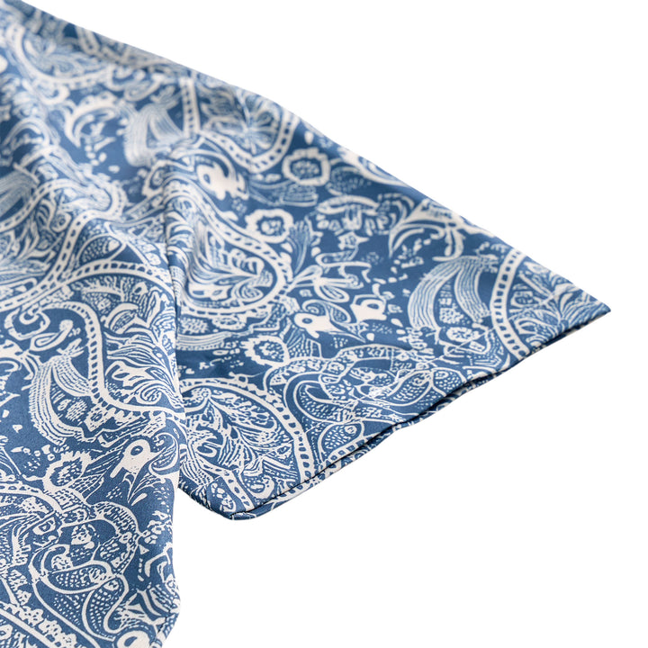 Chemise à manches courtes décontractée à imprimé cachemire bleu marine et beige - image 7