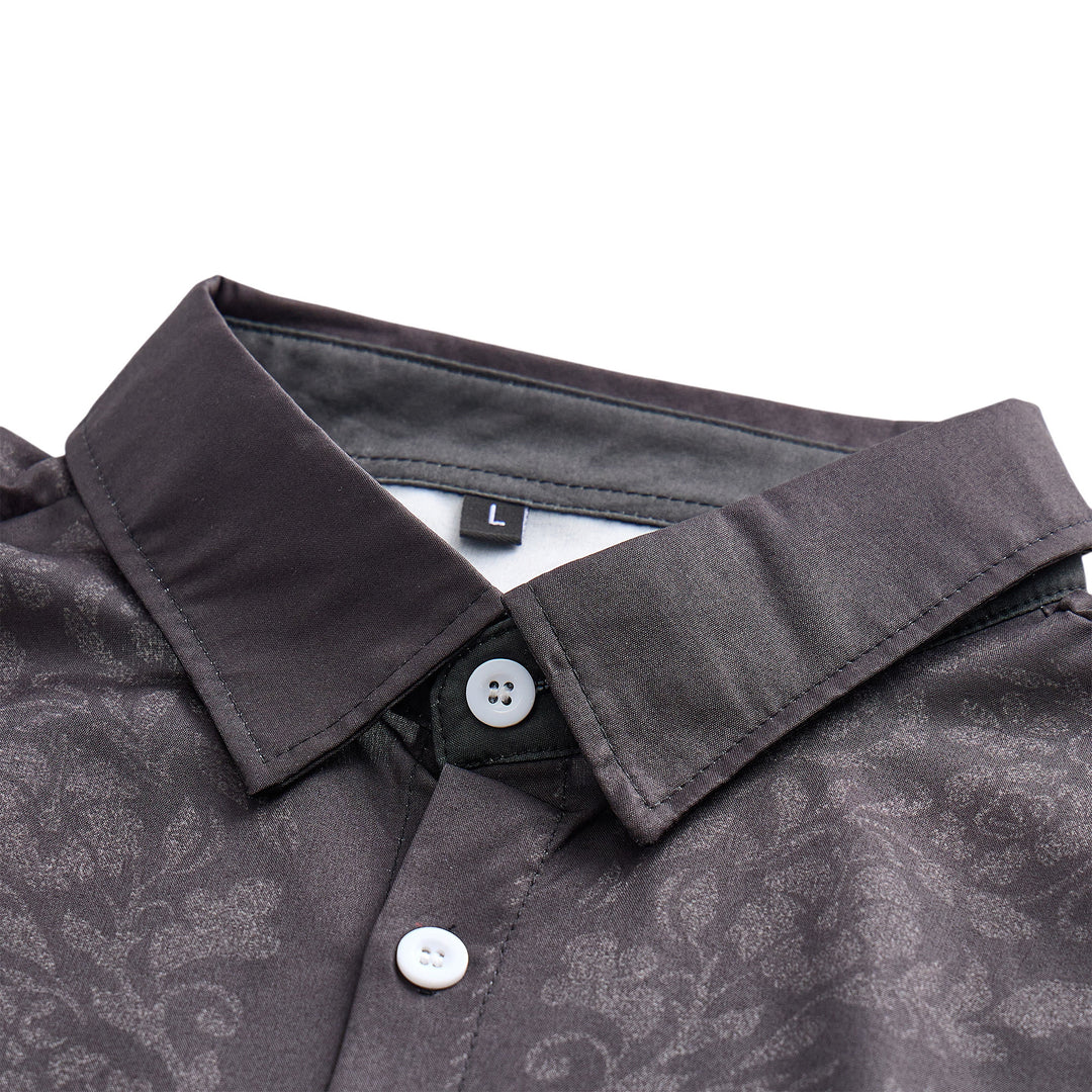 Chemise habillée western à empiècement imprimé floral noir pour homme - image 4