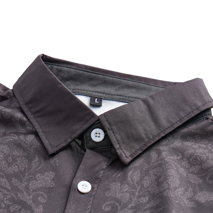 Chemise habillée western à empiècement imprimé floral noir pour homme - image 4
