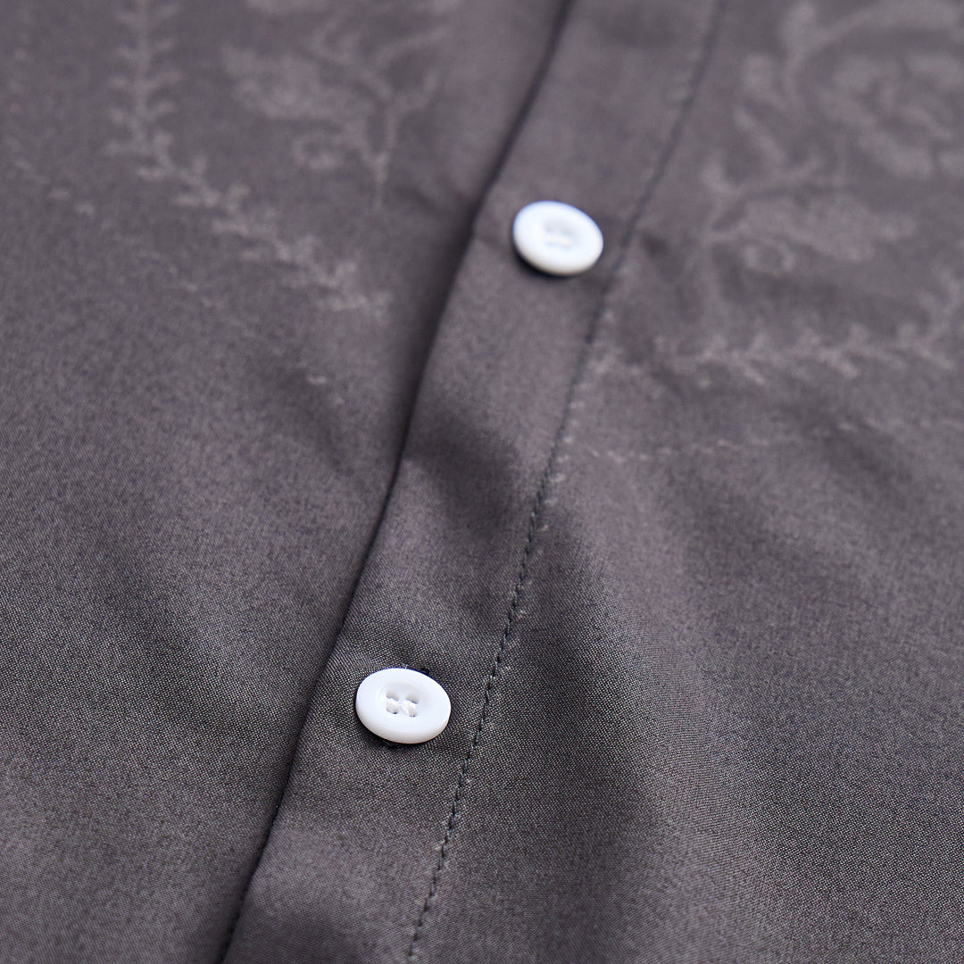 Chemise habillée western à empiècement imprimé floral noir pour homme - image 5