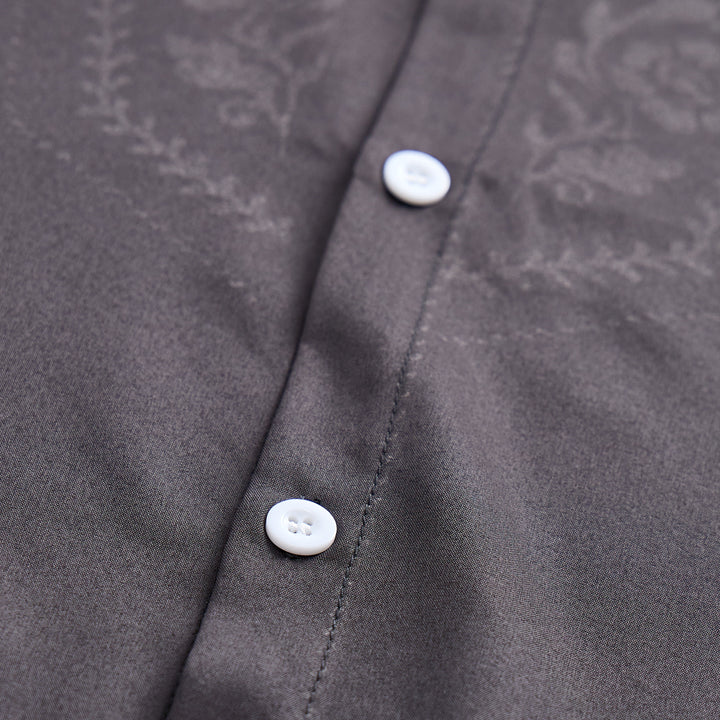 Chemise habillée western à empiècement imprimé floral noir pour homme - image 5