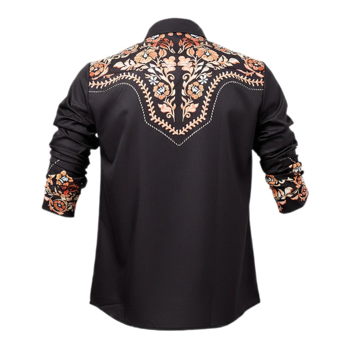 Chemise habillée pour homme, style rodéo, à imprimé floral noir et rouge - image 9