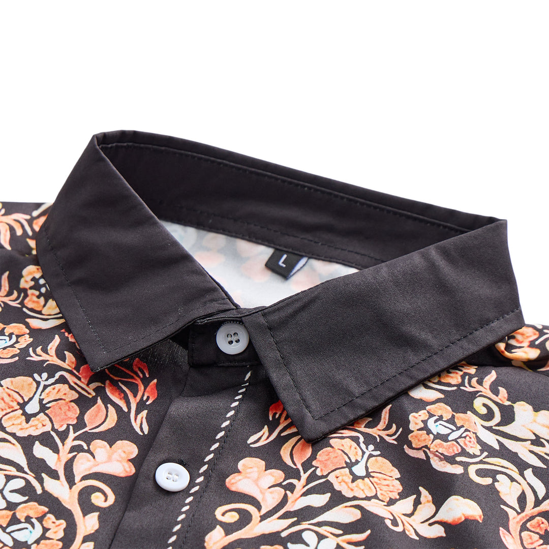 Chemise habillée pour homme, style rodéo, à imprimé floral noir et rouge - image 4